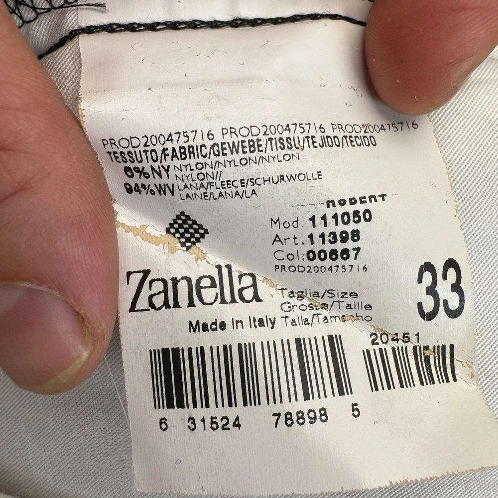 Zanella Dress Pants Mens 33 Black Pleated Professional Business Straight Leg